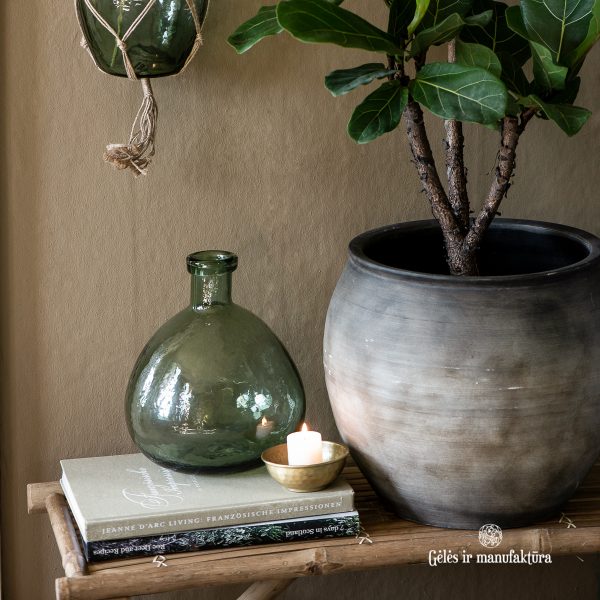 vazonas pot nubbly surface handmade rudas sendintas keramikinis keramika kilimas jurte rug džiuto gėlės ir manufaktūra iblaursen 3620-45