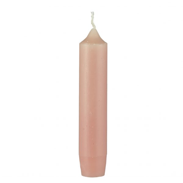 žvakė plona rustic candle peony dusty pink rožinė trumpa 11cm gėlės ir manufaktūra