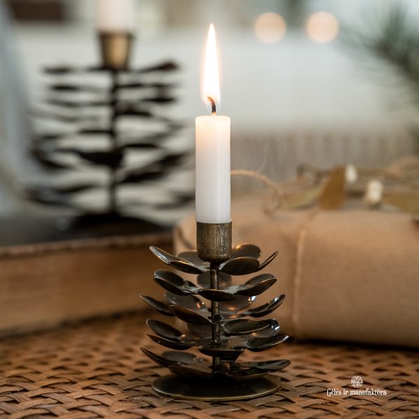 candle holder cone taper žvakidė plonai žvakelei kankorėžis christmas kaledos kaledinė metalinė gėlės ir manufaktūra