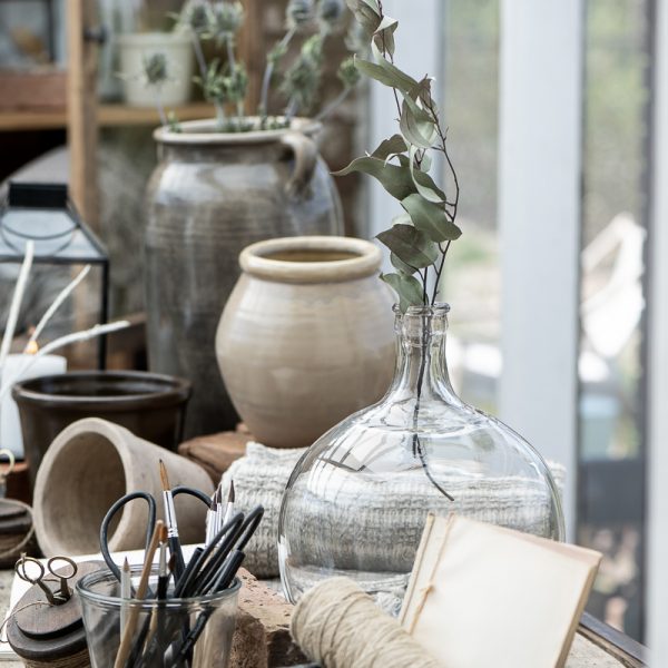 vazonas pot Campagnard Provanso stiliaus glass lantern žibintas norr handmade kreminis baltas glazūruotas sendintas keramikinis keramika gėlės ir manufaktūra
