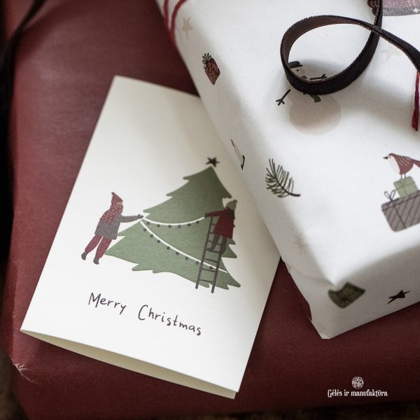 atvirukas christmas card kalėdinis dovana gėlės ir manufaktūra popierius paper wrapping iblaursen