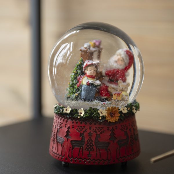 christmas kalėdos SNOWGLOBE sniego burbulas Santa music box muzikinė dežutė Kalėdų senelis dovana gėlės ir manufaktūra TT 331162