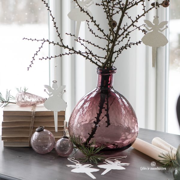 glass balloon stiklinis butelis balionas vaza malva rožinis decoration christmas kalėdos gėlės ir manufaktūra