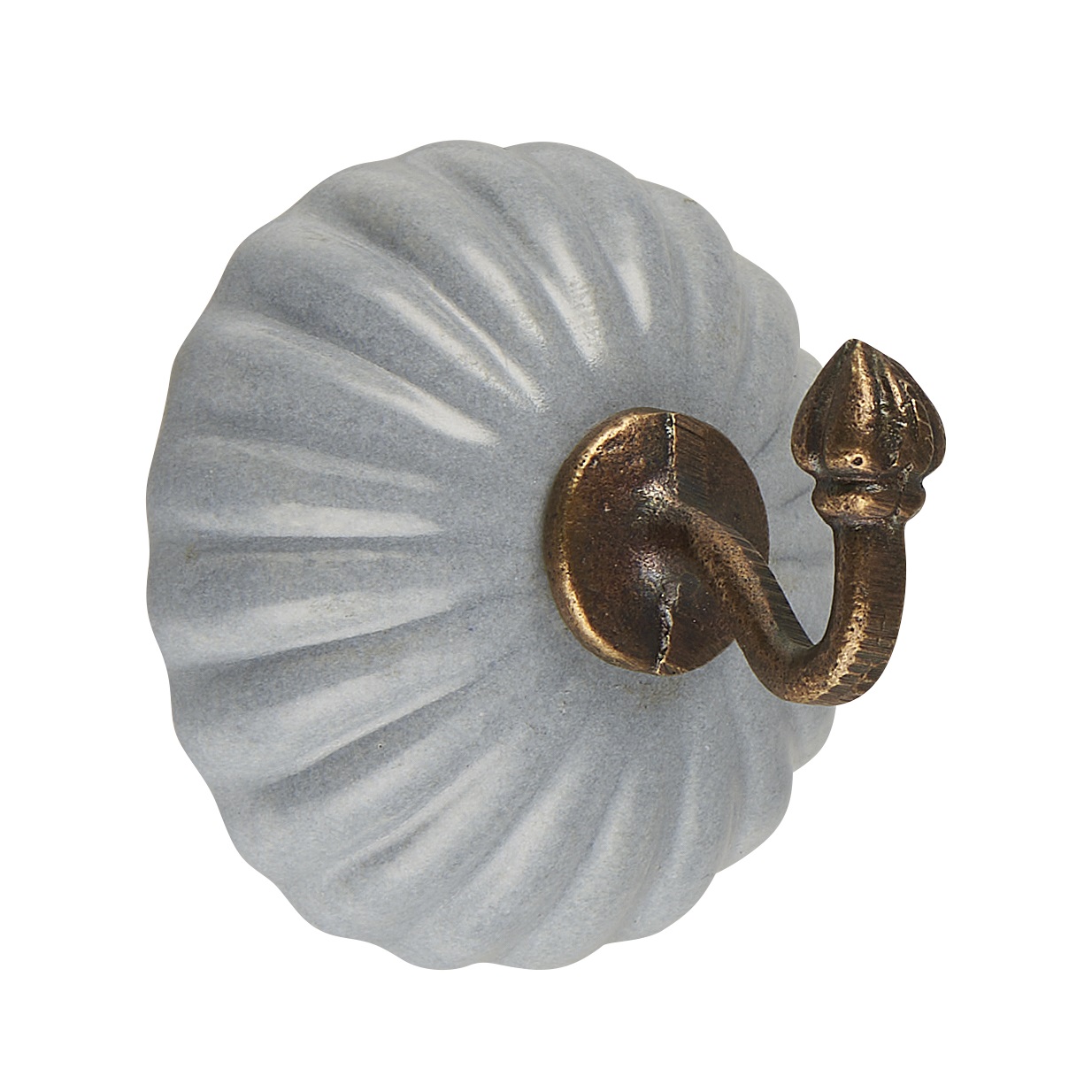 Vintažinio stiliaus gražus apvalus keramikinis kabliukas, pilkos spalvos, 5cm