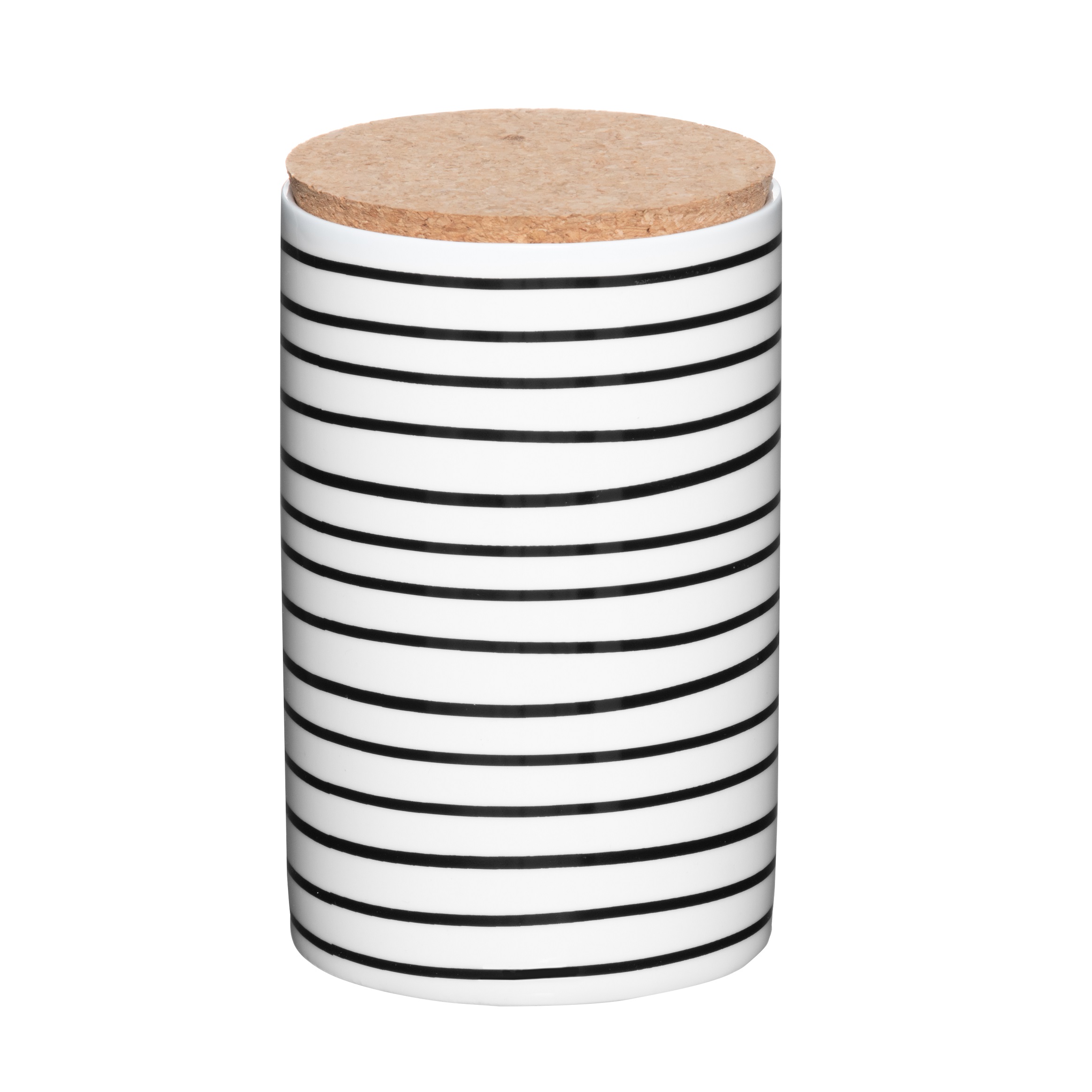 Baltas keramikinis porcelianinis indas su kamštiniu dangčiu (Maku), juodai dryžuotas, 760 ml - Image 5