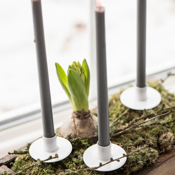 candle taper plona žvakelė pilka 20cm grey gėlės ir manufaktūra