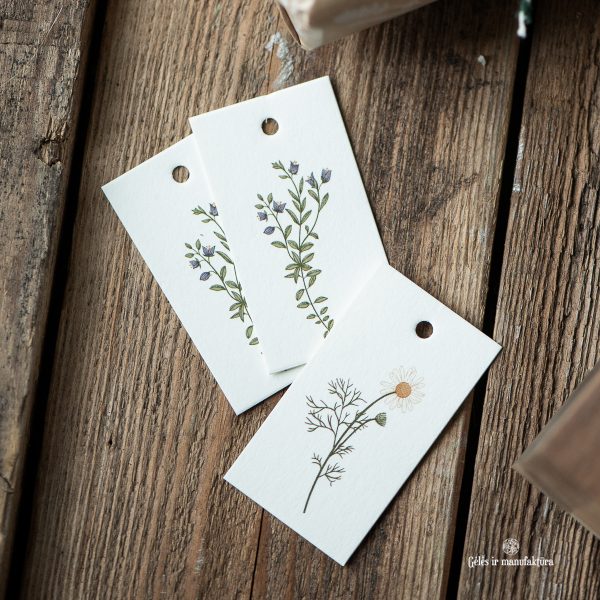 dovanų pakavimo popierius kortelė etiketė tag label card gėlytės flowers perdirbtas ekologiškas gėlės ir manufaktūra gift wrapping paper iblaursen