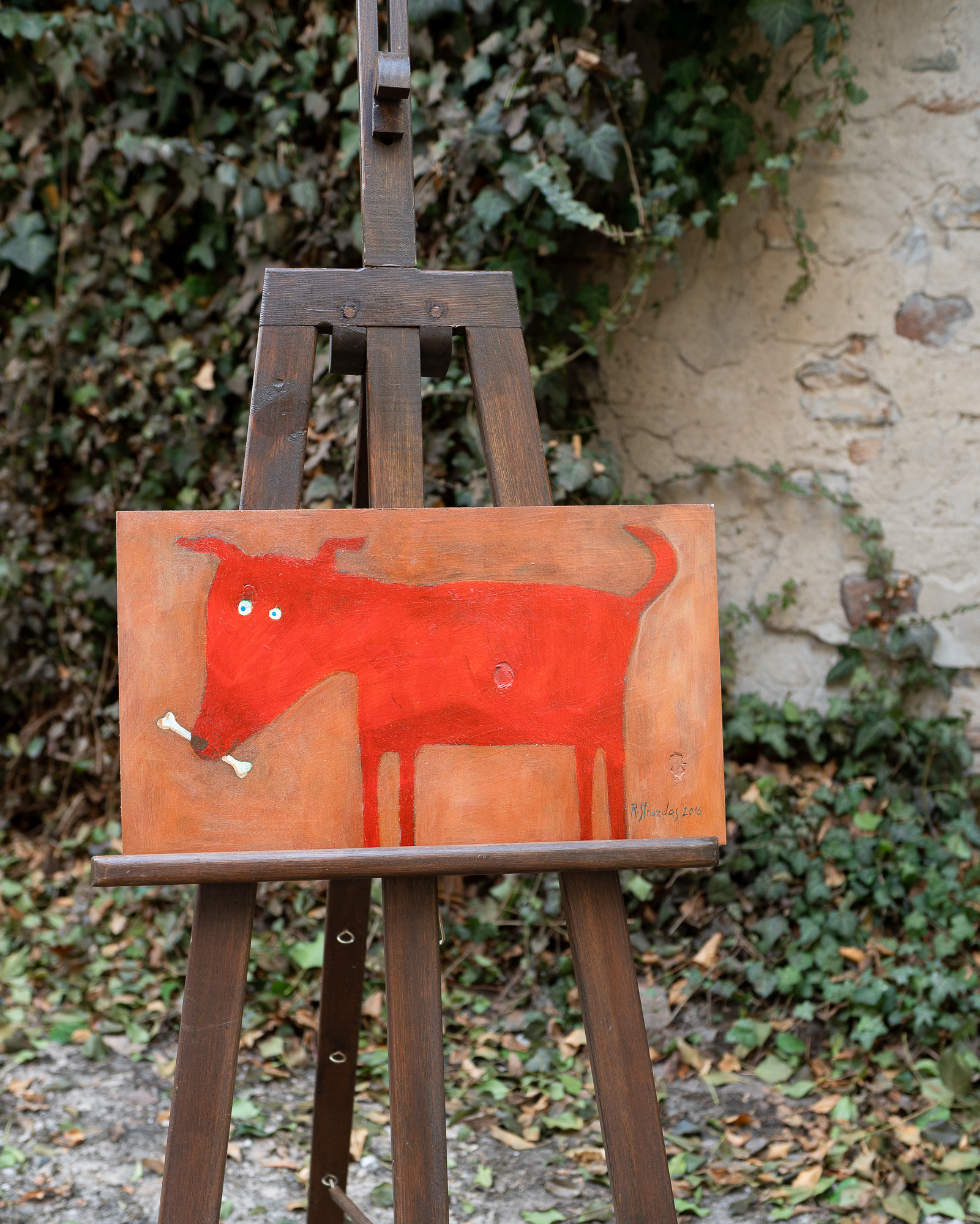 Paveikslas "Raudonas šuo su kaulu", dydis 29*50cm. Dailininkas Robertas Strazdas. - Image 5