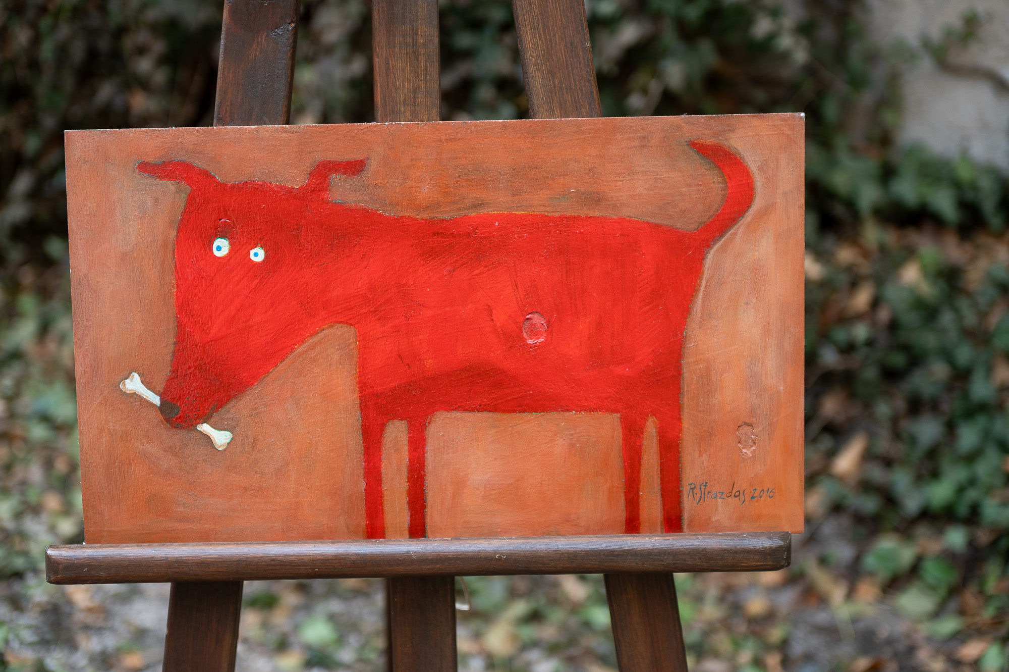 Paveikslas "Raudonas šuo su kaulu", dydis 29*50cm. Dailininkas Robertas Strazdas. - Image 9