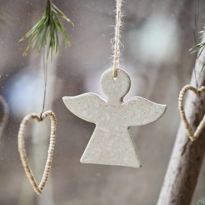 angelas angelėlis kalėdinis keramikinis pakabinamas christmas kalėdos gėlės ir manufaktūra ib laursen 92173-00