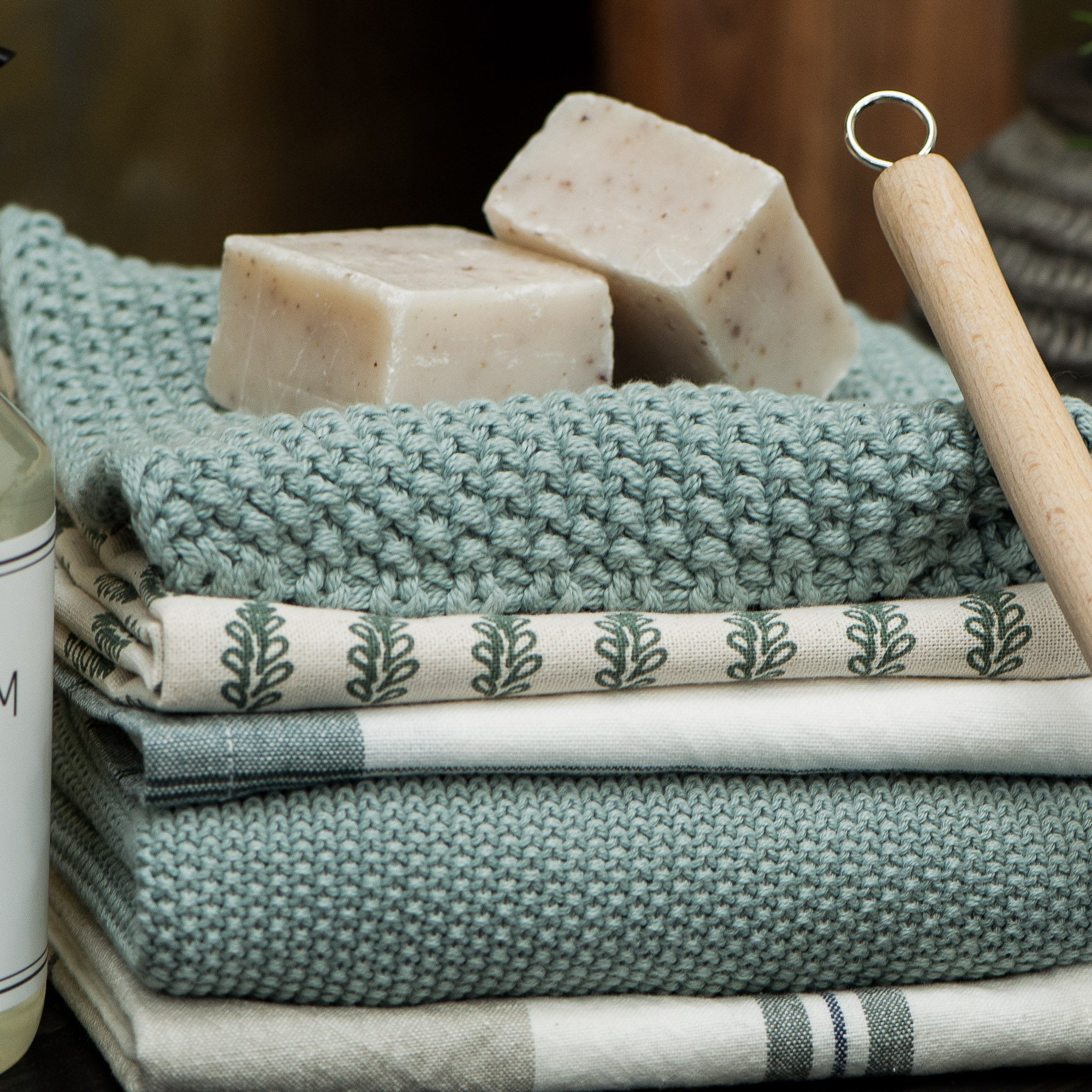 puodkelė šluostė medvilninė rankšluostis cotton Pot holder Mynte knitted gėlės ir manufaktūra