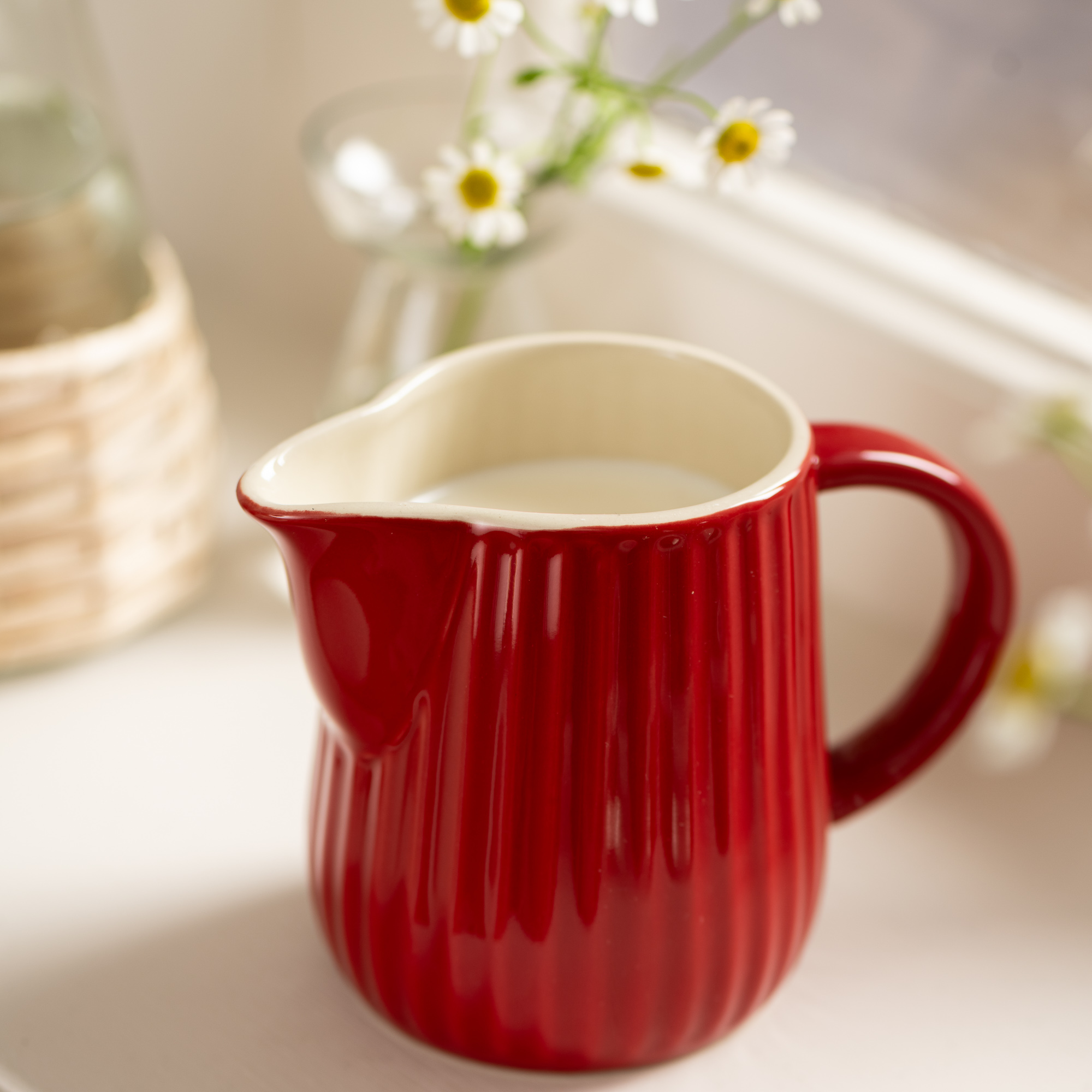 ąsotėlis pienui grietinėlei keramikinis rausvas koralo Coral Almond salmon indelis jug pitcher ceramic mynte gėlės-ir-manufaktūra